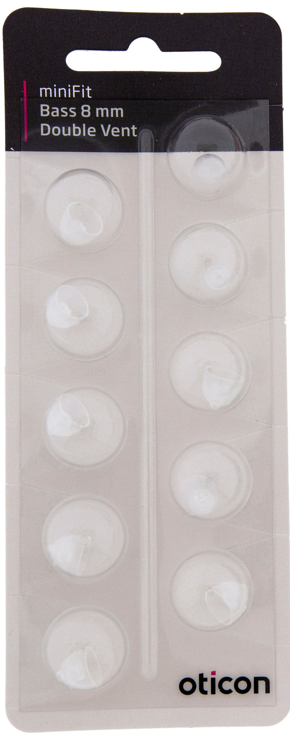 Oticon miniFit Bass Double Vent 8mm Domes (10 domes)