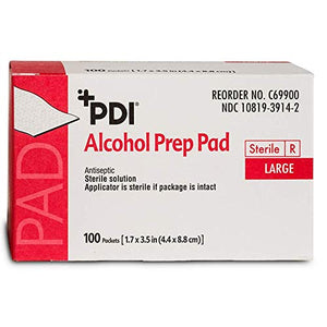 PDI Alcohol Prep Pads Large  - 100 Packets