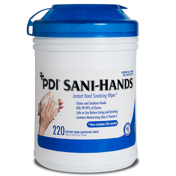 Sani-Hands Antimicrobial Hand Sanitation Wipes, Can of 220 Wipes