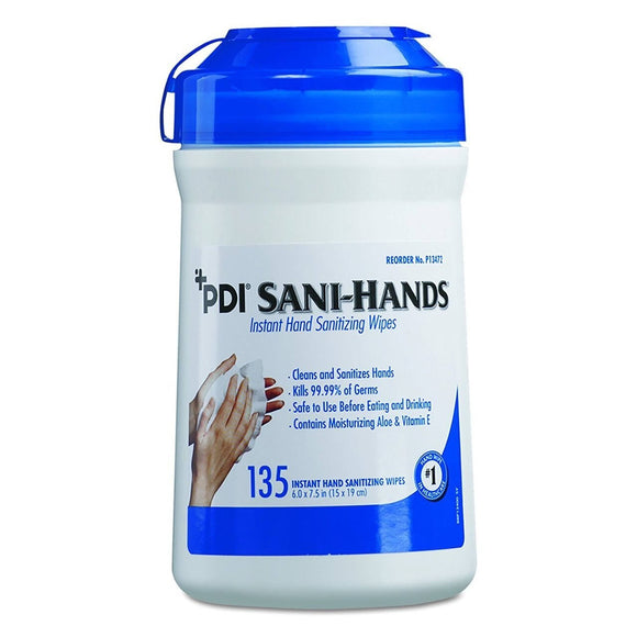 Sani-Hands Antimicrobial Hand Sanitation Wipes, Can of 135 Wipes